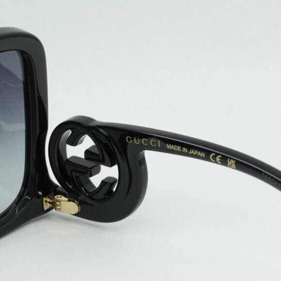 Gucci GG1326S 001 Sunglasses Black Square Frame, Grey Lenses